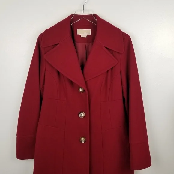 Michael Kors Red Wool Blend Coat size 10 - Picture 11 of 12